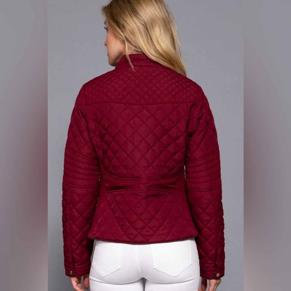 Suede Pipping Rib Quilted Padding Jacket - Picture 3 of 6